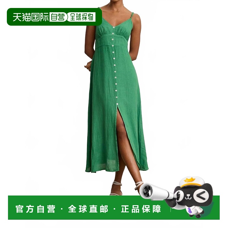自营velvet by graham & spencerJanet亚麻翡翠连衣裙 美国奥莱直