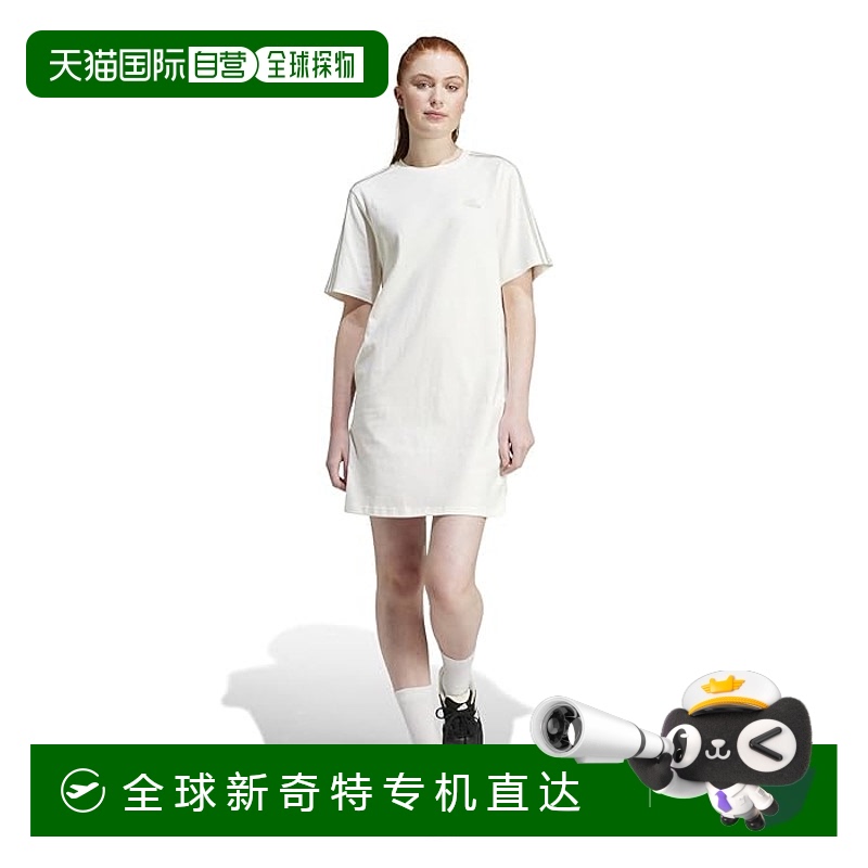 香港直邮潮奢 adidas 阿迪达斯 女士 基础款三道杠单针织男友风T