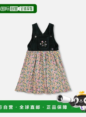 自营 deux par deux双材质整体连衣裙绿色花朵印花-绿色花朵印花