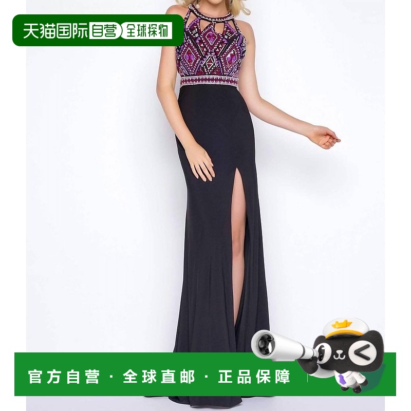 自营 mac duggal阿兹特克串珠舞会礼服（黑色多色） - 黑色多色