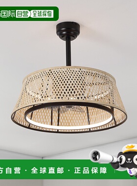 自营 jonathan yCressida LED Ceiling Fan, Metal/Bamboo, App/R