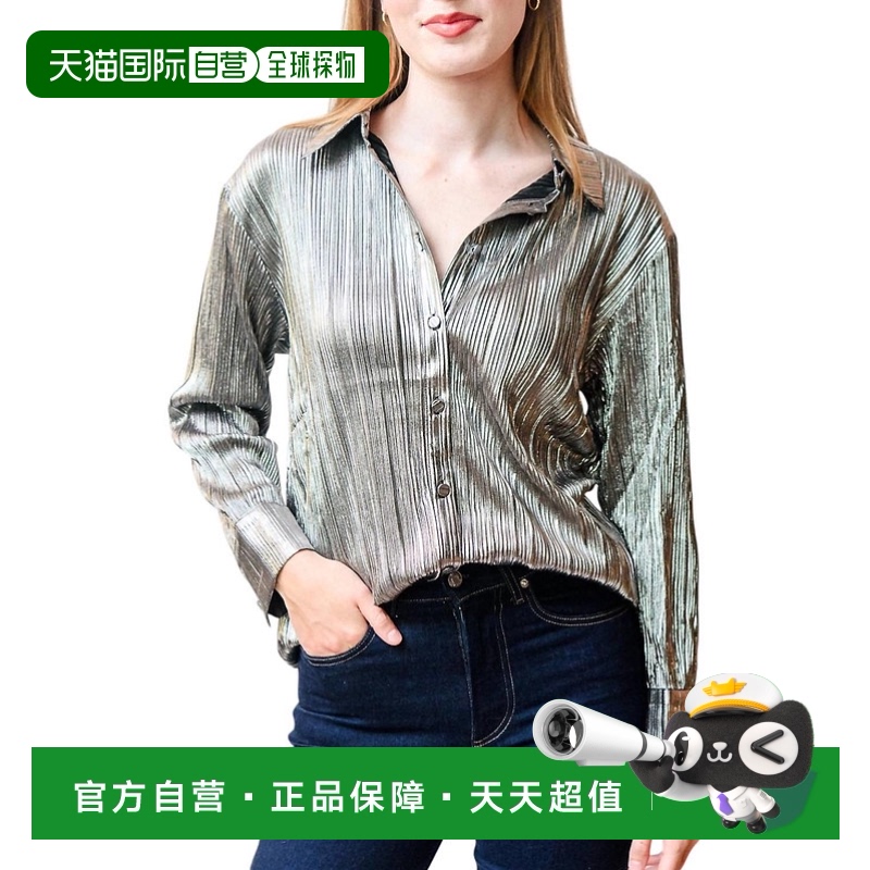 自营suncoo银色金属衬衫 - 银色 【美国奥莱】直发上衣