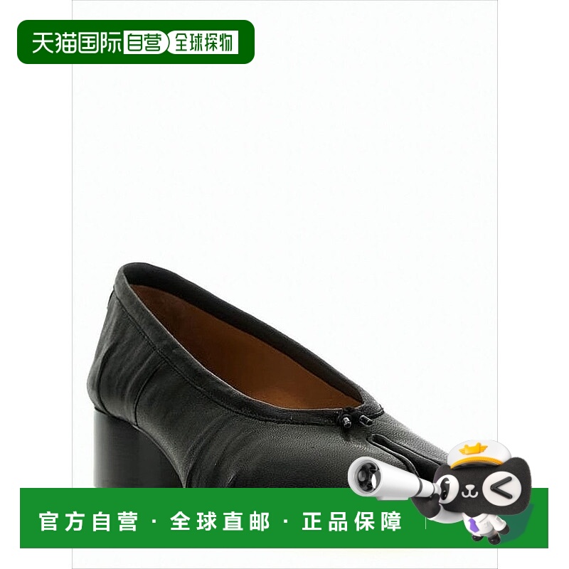 自营maison margielaSplit-Toe Design Black Lambskin Pumps Wit