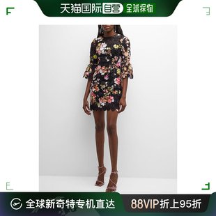 短裙 女士蕾丝连衣裙印花喇叭袖 Lhuillier 美国直邮Monique