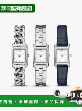 自营michael korsPetite Monroe银色鳄鱼纹皮革表带套装-银色 美