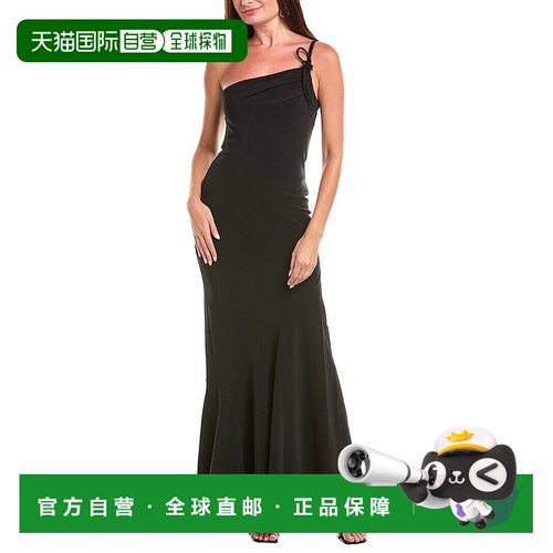 自营Halston Sybil Gown - black 美国奥莱直发连衣裙鱼尾裙