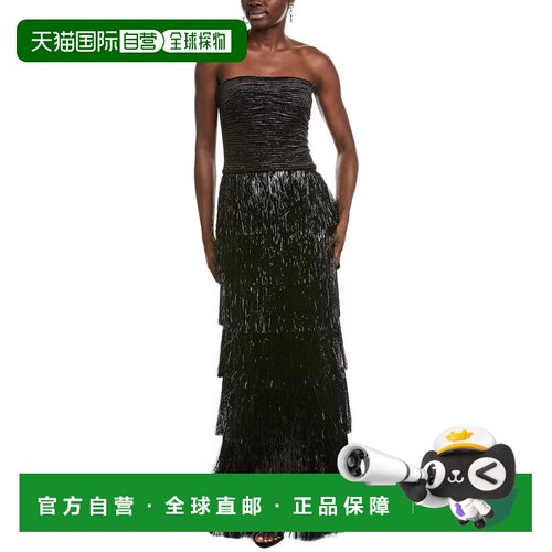 自营Tadashi Shoji Embellished Maxi Dress - black 美国奥莱直