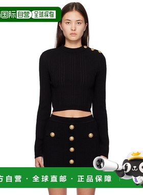 1h可退 香港直邮潮奢 Balmain 巴尔曼 女士 黑色纽扣针织衫 AF0KA