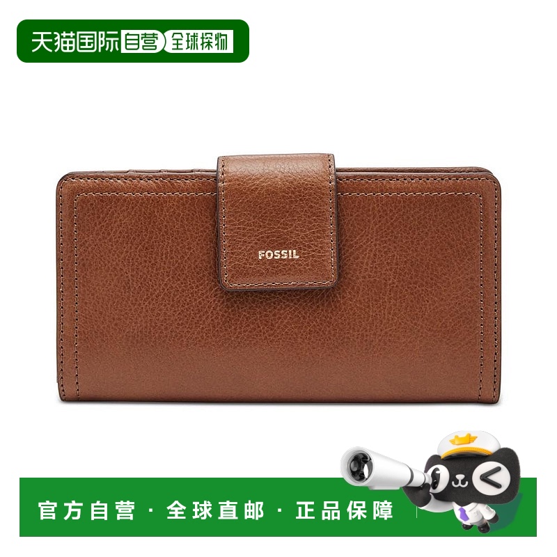 美国直邮fossil 通用 钱包拉链真皮化石