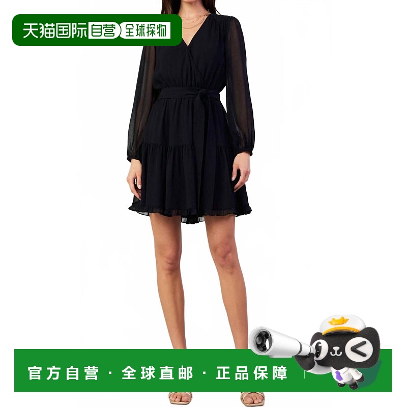 自营current airLong Sleeve Surplus Mini Dress In Black - bla