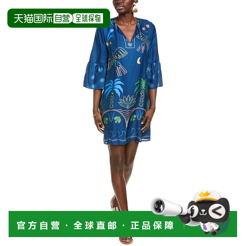 自营Johnny Was Lorianne丝绸混纺迷你连衣裙-蓝色 【美国奥莱】