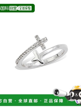 自营 savvy cie jewels.925 纯银镀铑双十字戒指 - 白色 美国奥莱