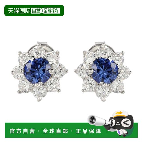 自营Suzy Levian Sterling Silver Blue Sapphire Flower Halo St