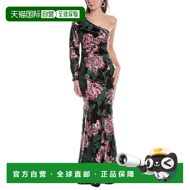 自营Marchesa Notte One-Shoulder Gown - black 美国奥莱直发