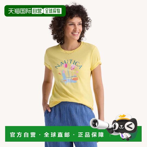 自营Nautica Womens Wild Flowers Graphic t恤-阳光 美国奥莱直
