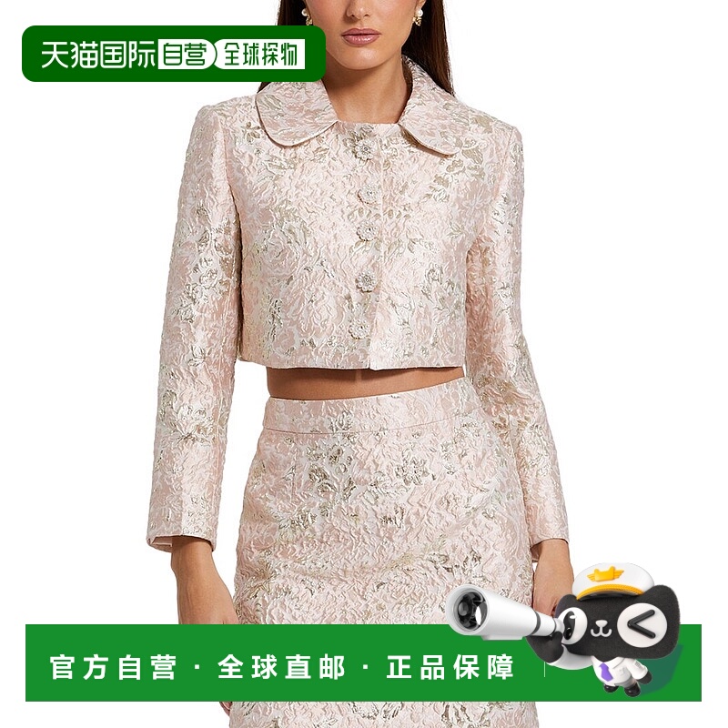 自营 Mac Duggal纽扣锦缎剪裁夹克-腮红多色 美国奥莱直发女装