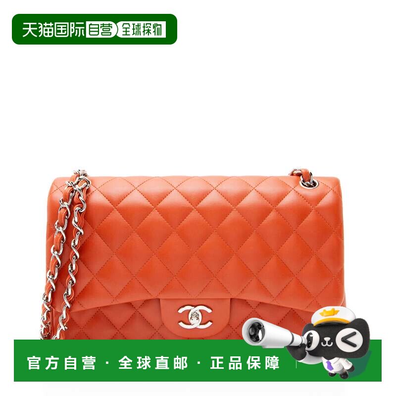 自营Chanel Lambskin Classic Jumbo Double Flap Bag - orange