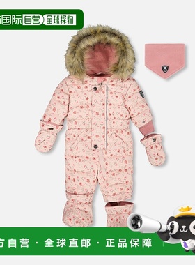 自营 deux par deuxOne Piece婴儿原创蓬松雪服粉红色迷你花-粉红