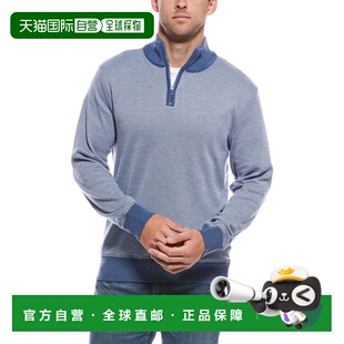 自营report collection报告系列立领1/4拉链毛衣-蓝色 美国奥莱直