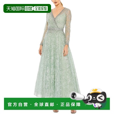 自营Mac Duggal Embellished Wrap Over Midi Gown - green 美国