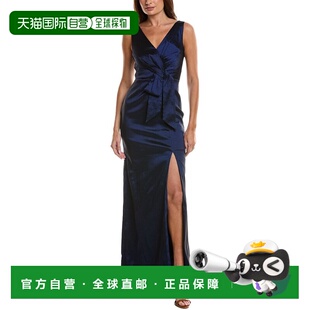 自营Adrianna Papell Taffeta Bow Gown - blue 美国奥莱直发长裙