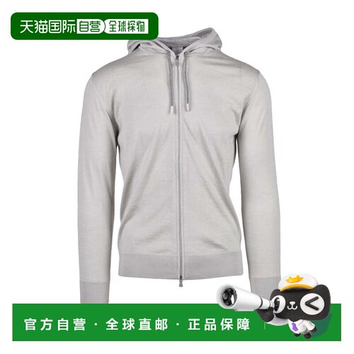 自营eleventyLight Grey Wool Silk Men Zip Cardigan - white 美