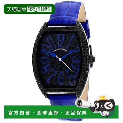 自营Christian Van Sant Women's Elegant Black Tonneau 41mm -