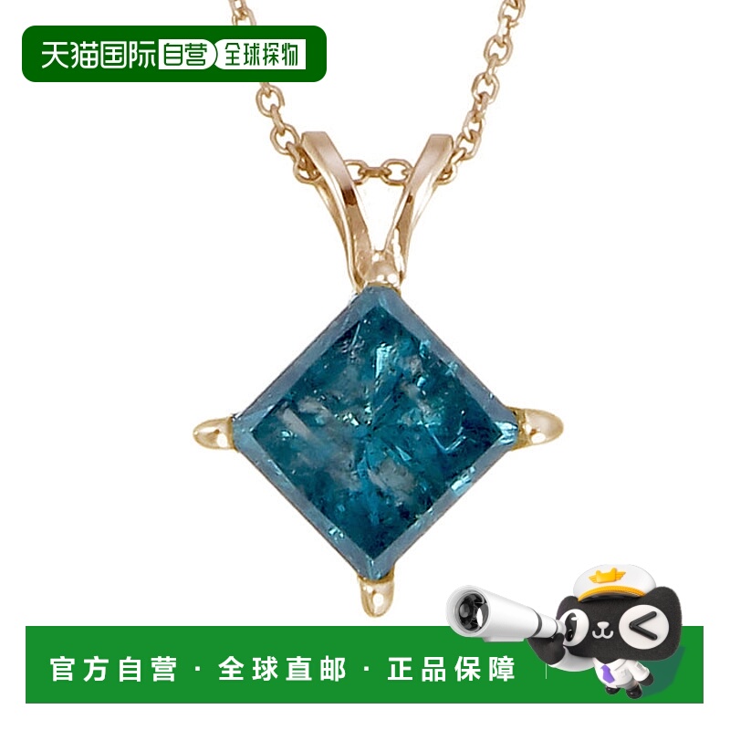 自营 vir jewels1/2 cttw 蓝钻单石吊坠 镀金银公主 美国奥莱直发