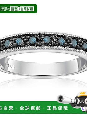 自营 vir jewels 1/4 cttw 蓝色钻石戒指 .925 纯银带锯状滚边和