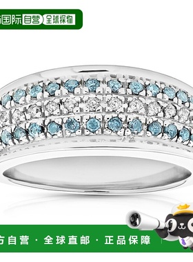 自营 vir jewels0.55 克拉蓝色和白色钻石结婚戒指新娘戒指 10K