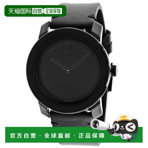 自营Movado男式黑色表盘手表-黑色 美国奥莱直发