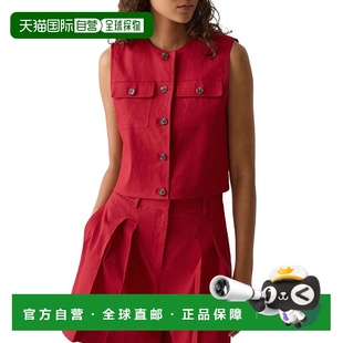 自营Theory Linen-Blend Vest - red 美国奥莱直发