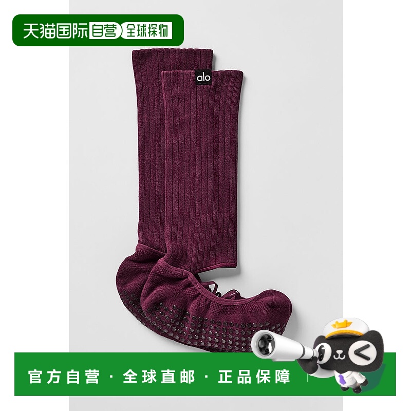 美国直邮aloyoga Strappy Siren Grip Sock 女士袜子-酒红色