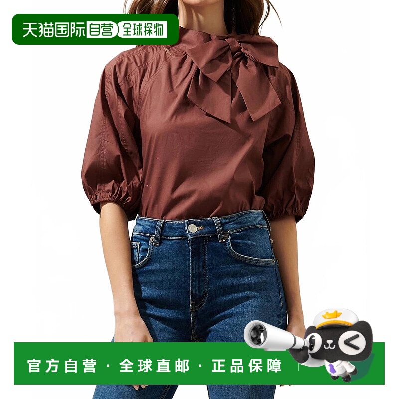 自营 sugarlipsJessie Aura棕色纯色上衣 美国奥莱直发泡泡袖