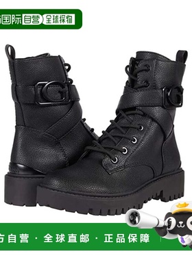 自营Guess Orana Boots Women's Black Leather Round Toe Combat