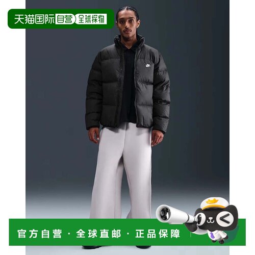 自营Nike运动服Club Puffer夹克男士黑色Therma-FIT长袖JZZ1292-