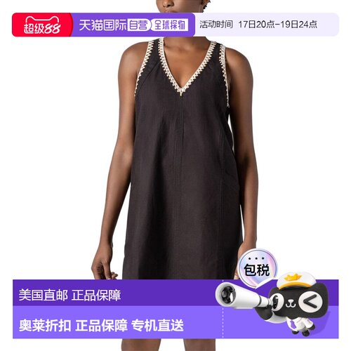 自营Lilla P Crochet Trim V-Neck Dress - black 美国奥莱直发