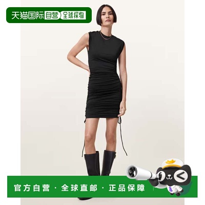 自营all saintsAllsaints Sonny Mini Dress  Black Drawcord Sid