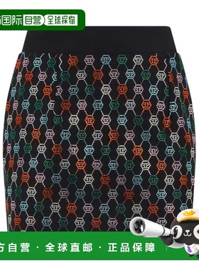 自营philipp pleinMini Skirt Multicolor Monogram Strass - bla
