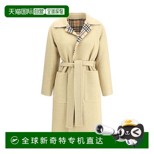美国奥莱直发 自营 Burberry双面羊毛长袍女式 大衣 米色