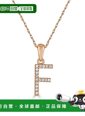 自营 sabrina14k 玫瑰金和钻石初始项链 - 玫瑰 f 美国奥莱直发