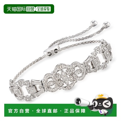 自营 Ross-Simons Diamond Openwork Bolo Bracelet in Sterling