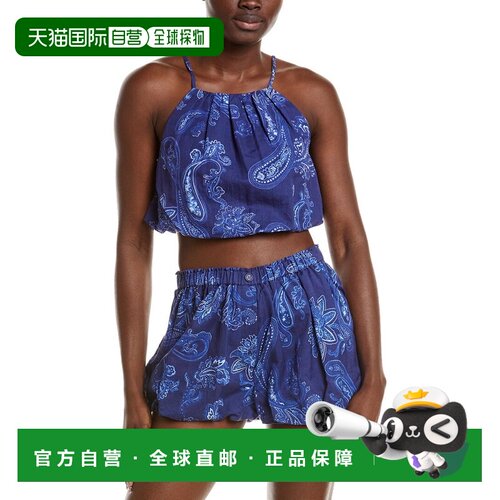 自营rococo sand洛可可砂亚麻-混合泡泡上衣-海军蓝 美国奥莱直发