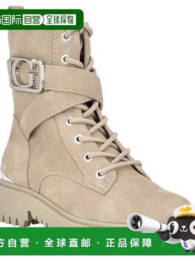 自营Guess Orana Women's Taupe Suede Round Toe Lace Up Combat