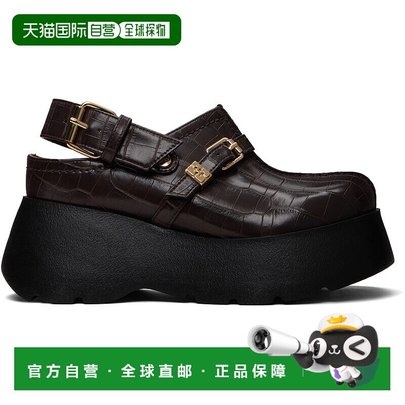 香港直邮潮奢 GANNI 甘尼 女士 棕色 Platform Clog 乐福鞋 S3231