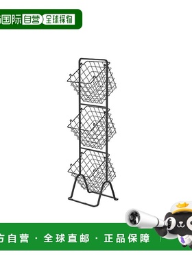 自营 Oceanstar 3 层金属线收纳篮架，带可拆卸篮子 - 黑色 - 黑