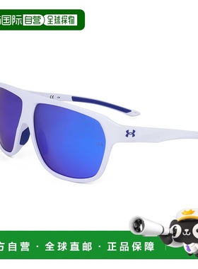 自营 Under Armour中性款62毫米蓝色太阳镜-哑光白蓝色 美国奥莱