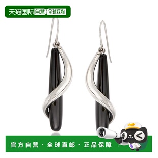 自营 Ross-Simons 黑色缟玛瑙泪珠和纯银螺旋吊式耳环 - 黑色 美