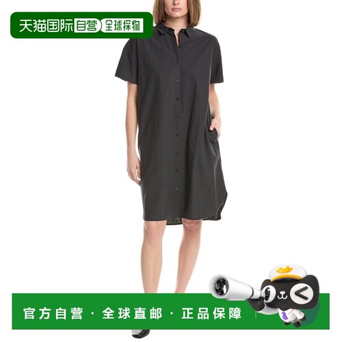 自营EILEEN FISHER Classic Collar Dress - gray 美国奥莱直发