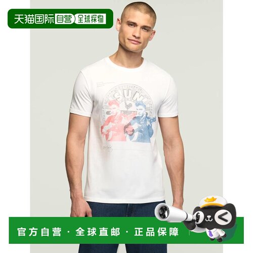 美国直邮自营lucky brandLucky品牌男士猫王Repeat t恤-白色 美